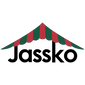 Logo of Jassko with a red and green striped canopy on a white background
