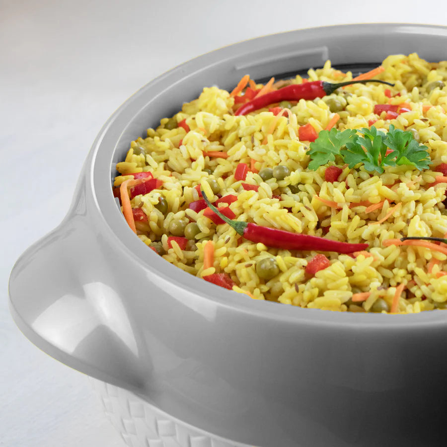 SQ Professional Matrix Insulated Hot Pot 3500ml – Stainless Steel Thermal Casserole White & Grey