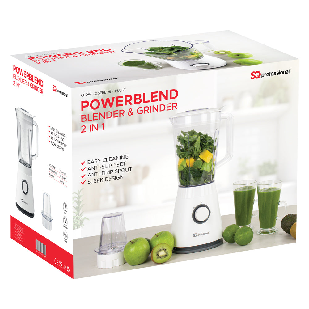 SQ Professional Blitz 600W Blender & Grinder – Smoothie, Ice Crusher & Milkshake Maker