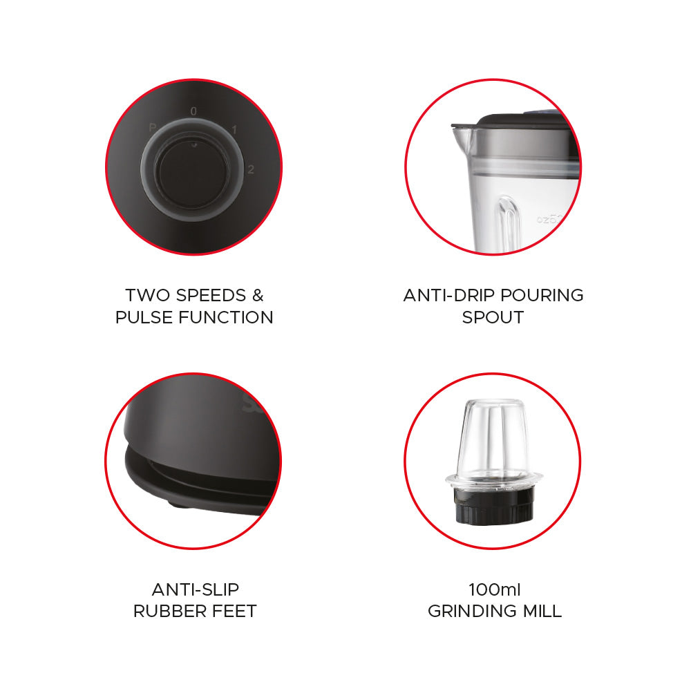 SQ Professional Blitz 600W Blender & Grinder – Black