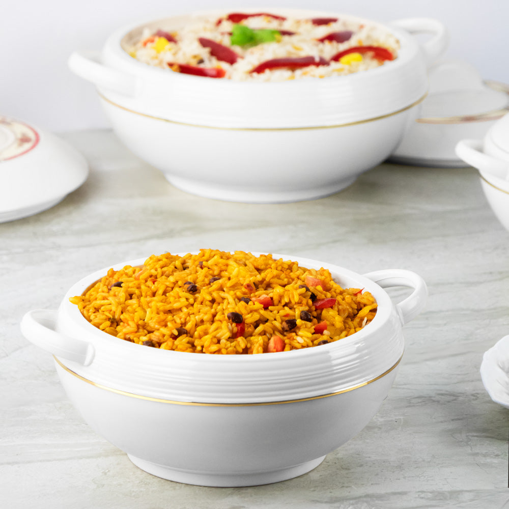 Ambiente Insulated Hot Pot Set – 3pc Small Thermal Casserole (1.2L, 1.6L, 2.5L) White