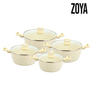 Zoya Stockpot Set 4pc Cream – Non-Stick Induction Ready Cookware
