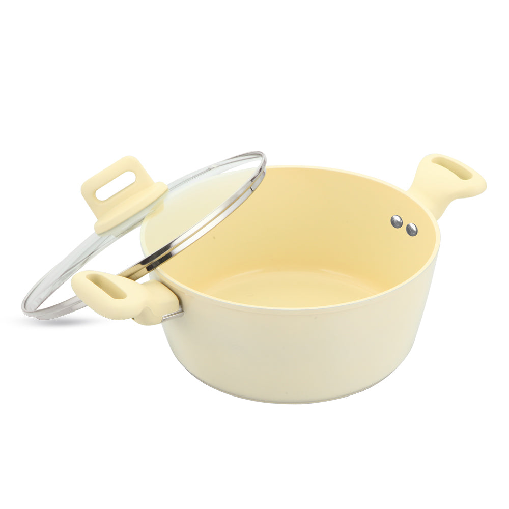 Zoya Stockpot Set 4pc Cream – Non-Stick Induction Ready Cookware