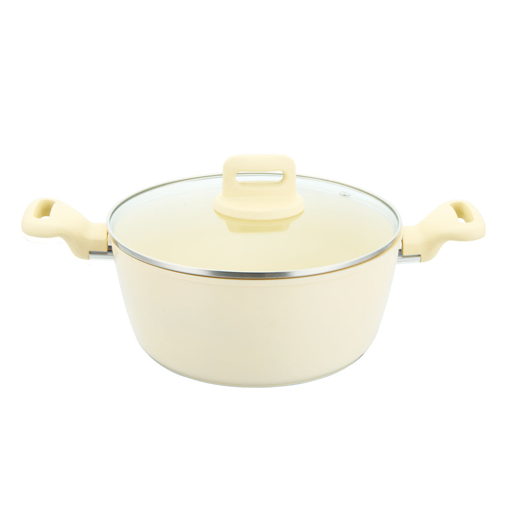 Zoya Stockpot Set 4pc Cream – Non-Stick Induction Ready Cookware