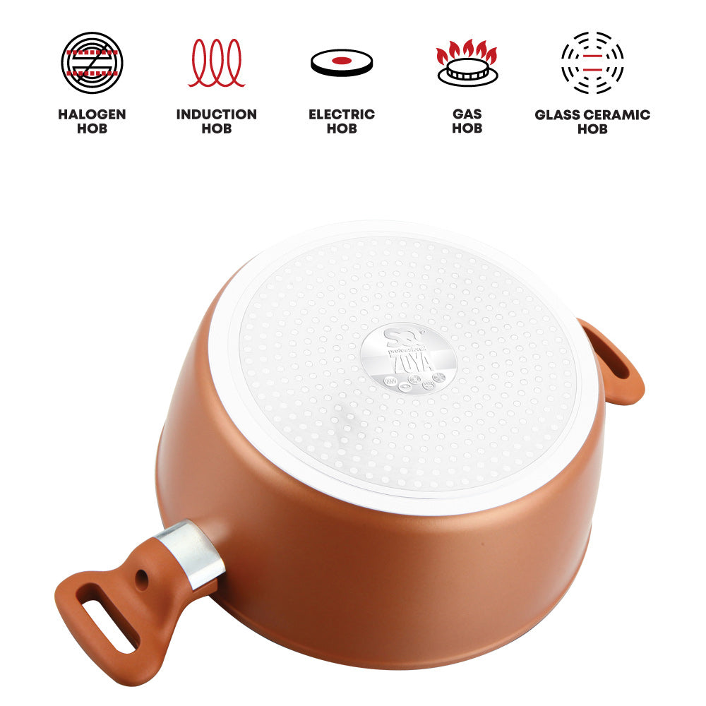 Zoya Stockpot Set 4pc Copper – Non-Stick Induction Ready Cookware