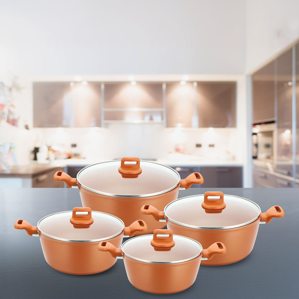 Zoya Stockpot Set 4pc Copper – Non-Stick Induction Ready Cookware