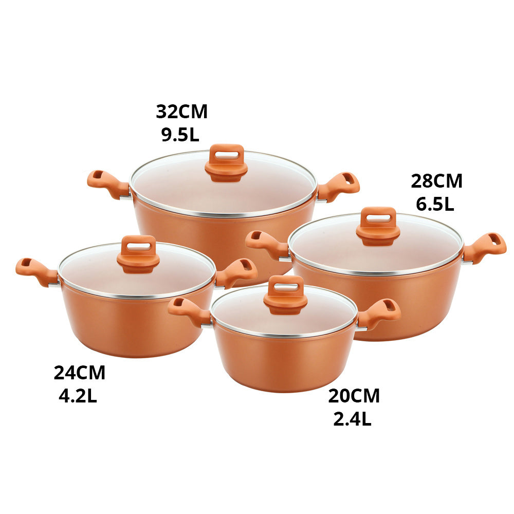 Zoya Stockpot Set 4pc Copper – Non-Stick Induction Ready Cookware