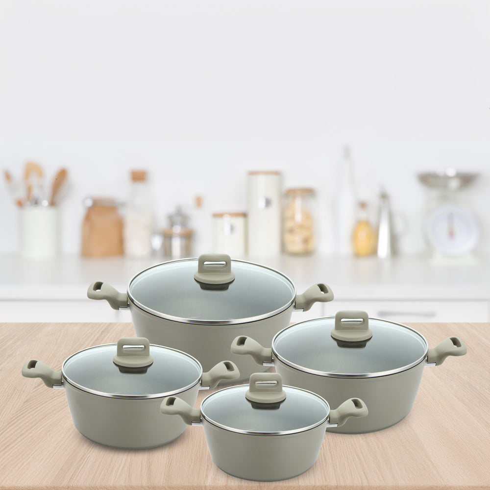 Zoya Stockpot Set 4pc – Grey | Induction Non-Stick Cookware UK