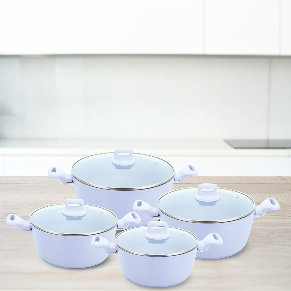 Zoya Stockpot Set 4pc – Purple | Non-Stick Induction Cookware