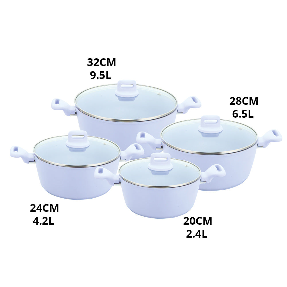 Zoya Stockpot Set 4pc – Purple | Non-Stick Induction Cookware