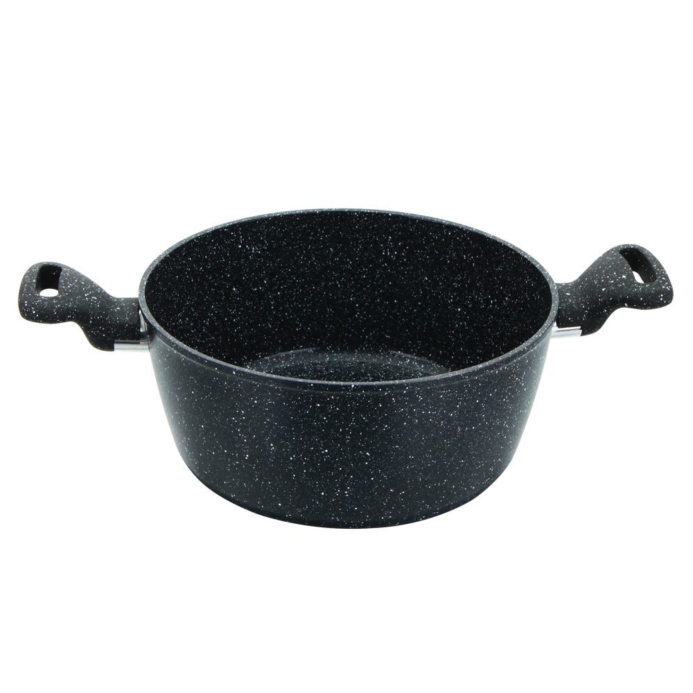 Zoya Stockpot Set 4pc Marbled Black | Forged Aluminium Non-Stick Cookware