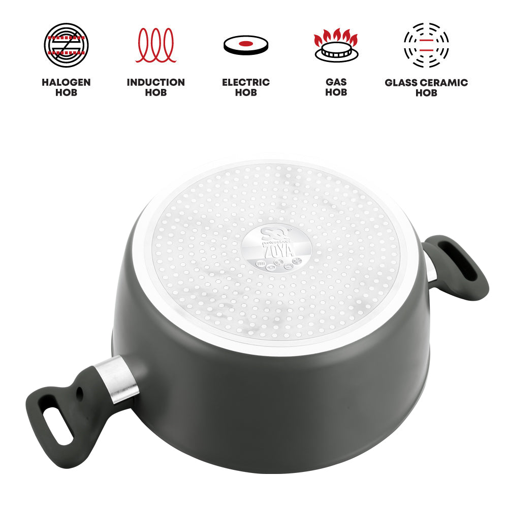 Zoya Stockpot Set 4pc – Ash | Non-Stick Induction Cookware