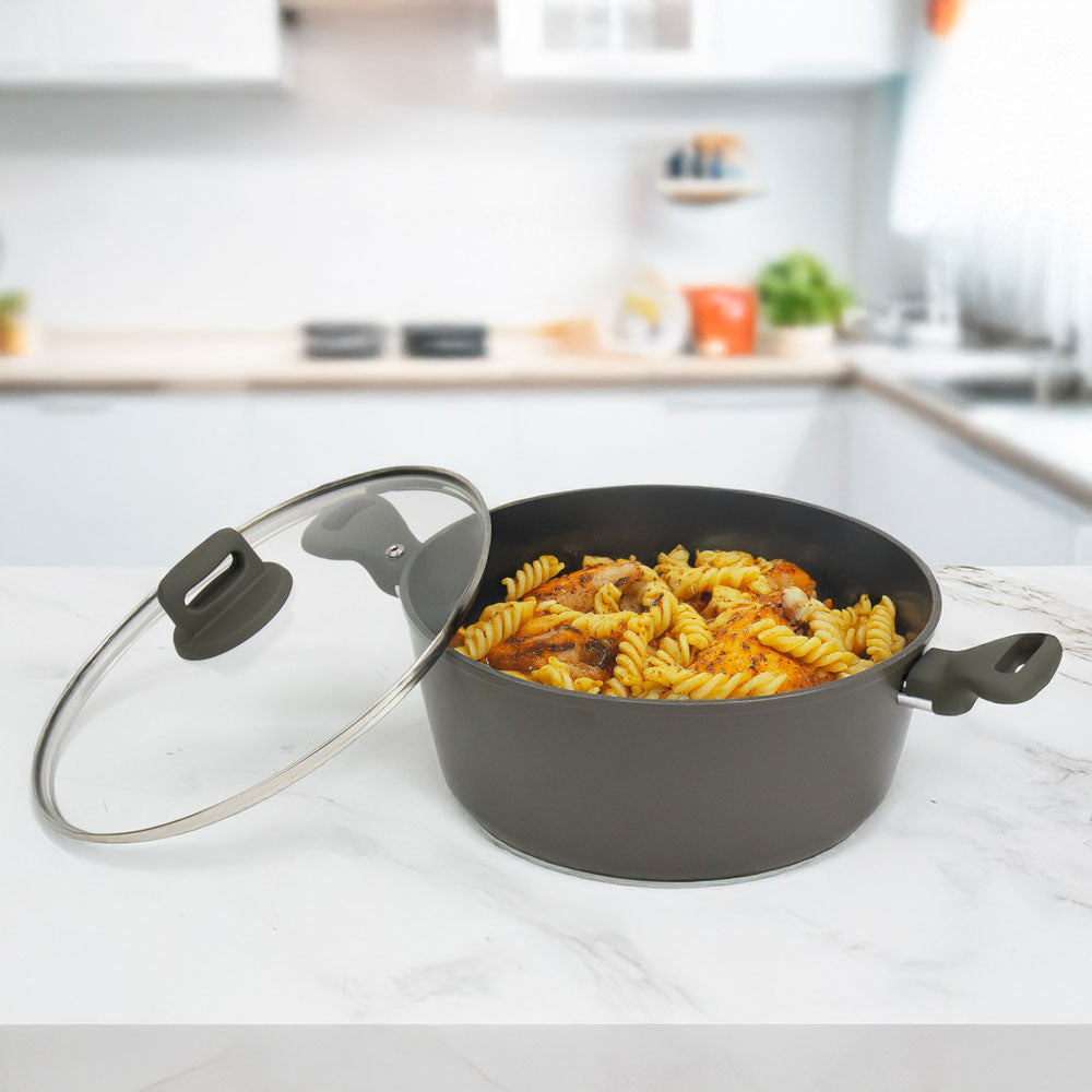 Zoya Stockpot Set 4pc – Ash | Non-Stick Induction Cookware