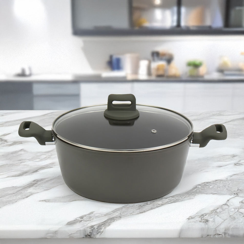 Zoya Stockpot Set 4pc – Ash | Non-Stick Induction Cookware
