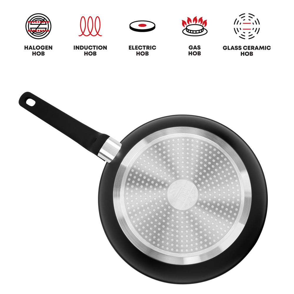 Zoya 24cm Black Aluminium Frying Pan | Ceramic Non-Stick UK