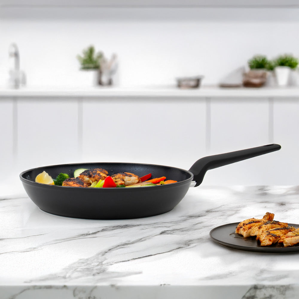 Zoya 24cm Black Aluminium Frying Pan | Ceramic Non-Stick UK