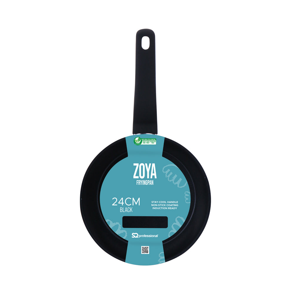 Zoya 24cm Black Aluminium Frying Pan | Ceramic Non-Stick UK