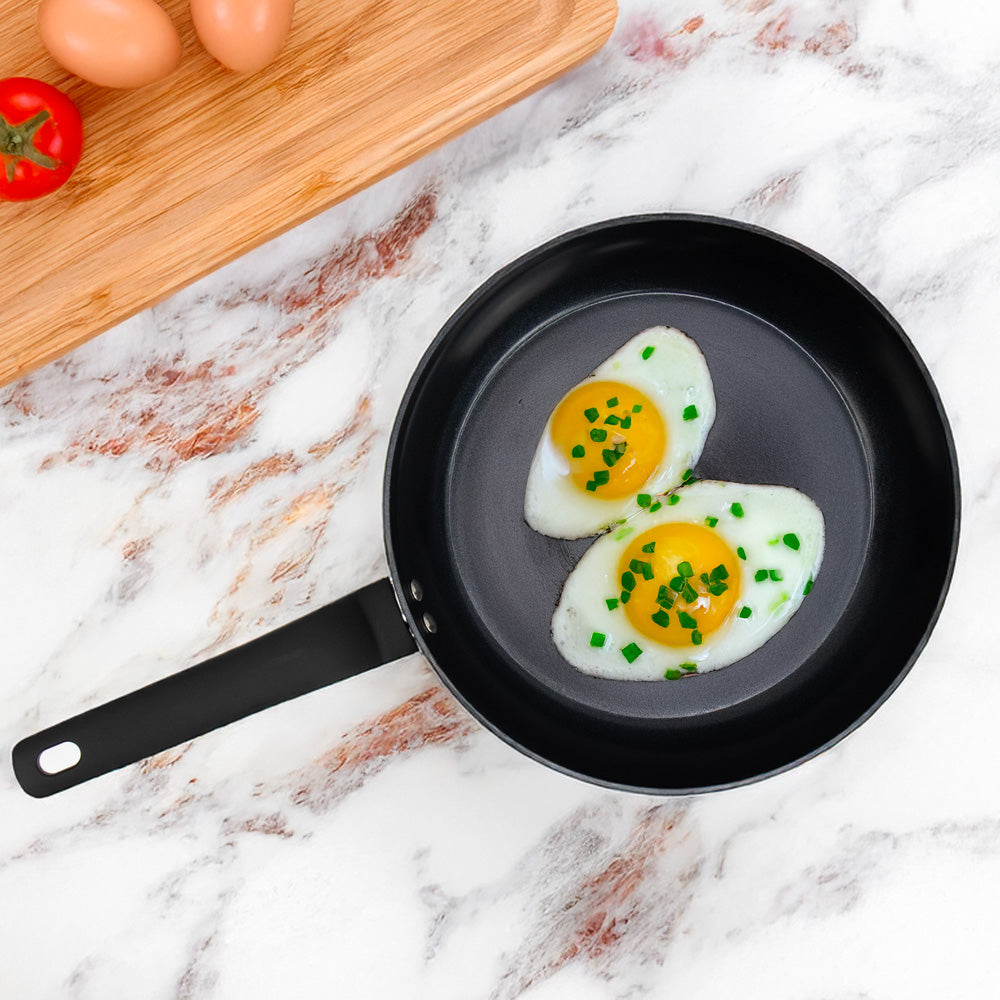 Zoya 28cm Black Frying Pan – Non-Stick Aluminium, Induction Hob Ready