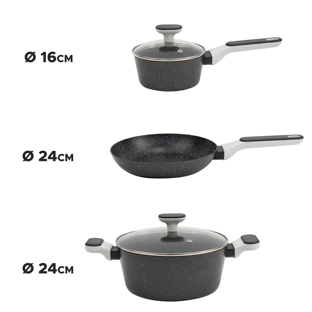 Stirup Essential 3-Piece Non-Stick Cookware Set – Induction Ready Saucepan, Stockpot & Frying Pan