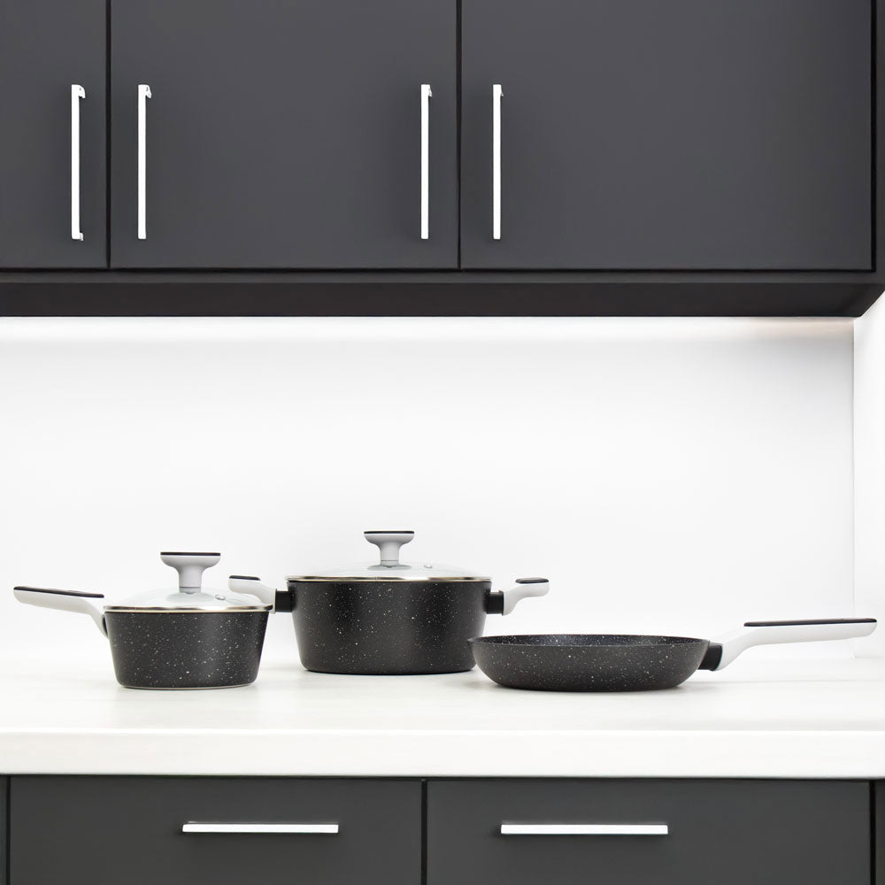 Stirup Essential 3-Piece Non-Stick Cookware Set – Induction Ready Saucepan, Stockpot & Frying Pan