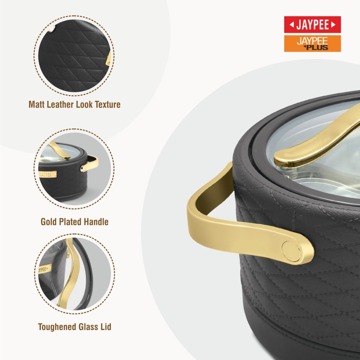 Jaypee Luxura Klass Casserole Hotpot 3-Piece Set – Black