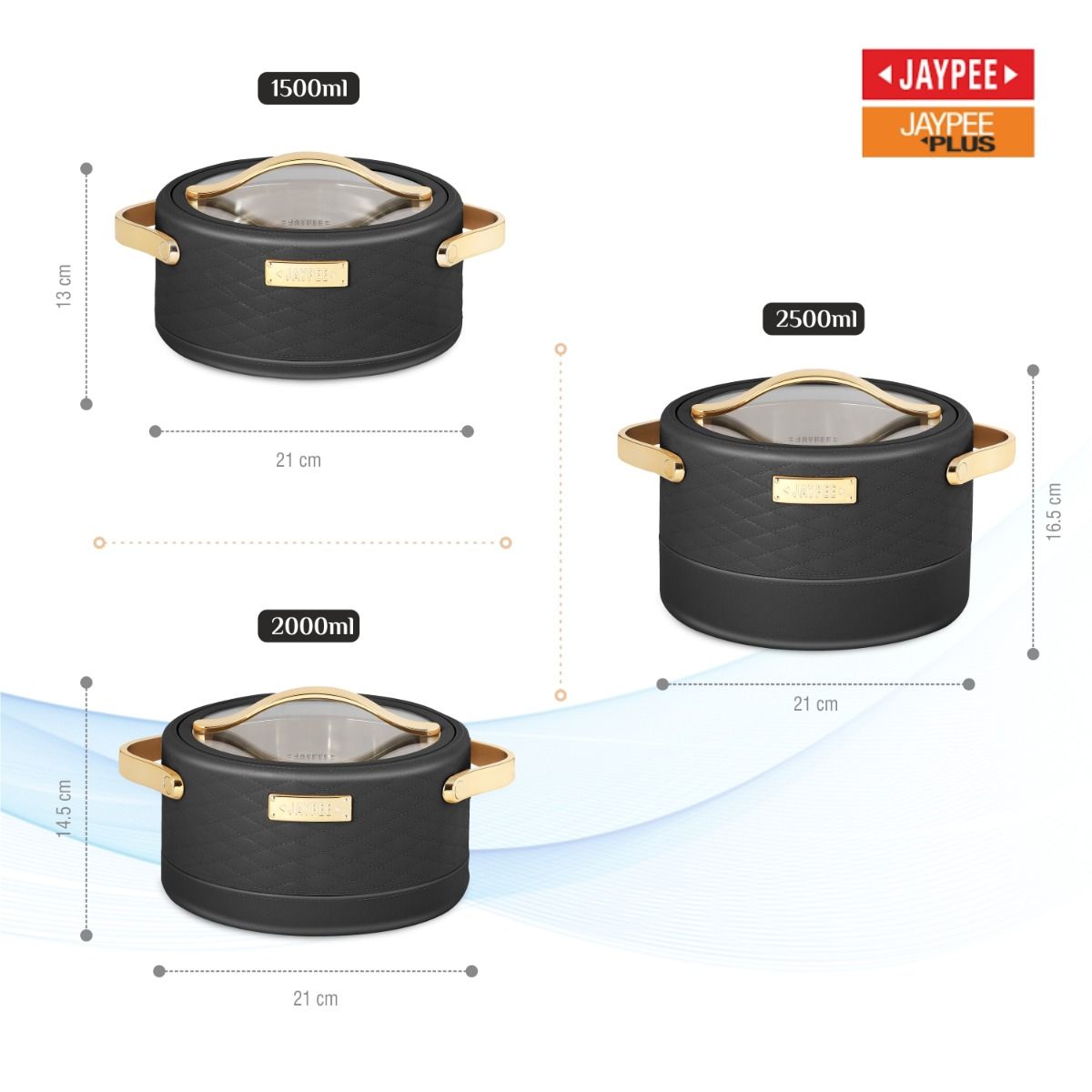 Jaypee Luxura Klass Casserole Hotpot 3-Piece Set – Black
