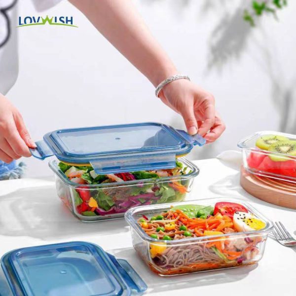 3-Piece Glass Food Storage Containers with Airtight Lids (370ml, 640ml, 1040ml)