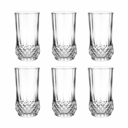 Clear cut-glass tall tumbler with textured diamond base, 250 ml capacity, suitable for water, juice, and soft drinks