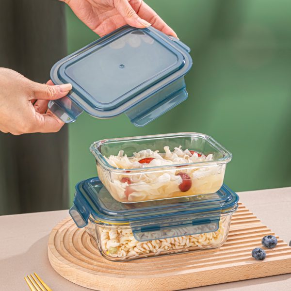 3-Piece Glass Food Storage Containers with Airtight Lids (370ml, 640ml, 1040ml)