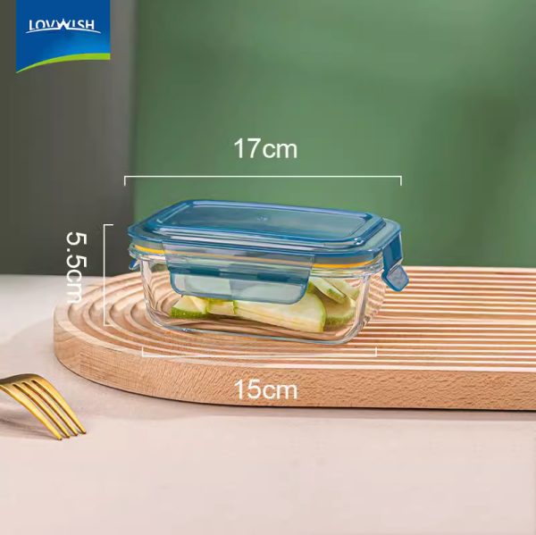 3-Piece Glass Food Storage Containers with Airtight Lids (370ml, 640ml, 1040ml)