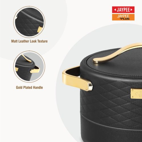 Jaypee Luxura Stainless Steel Insulated Casserole Set of 3 – Black Hot Pot Serveware UK