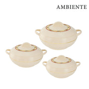 Ambiente 3pc Insulated Hot Pot Set – 1.2L, 1.6L, 2.5L | Stainless Steel Thermal Casserole