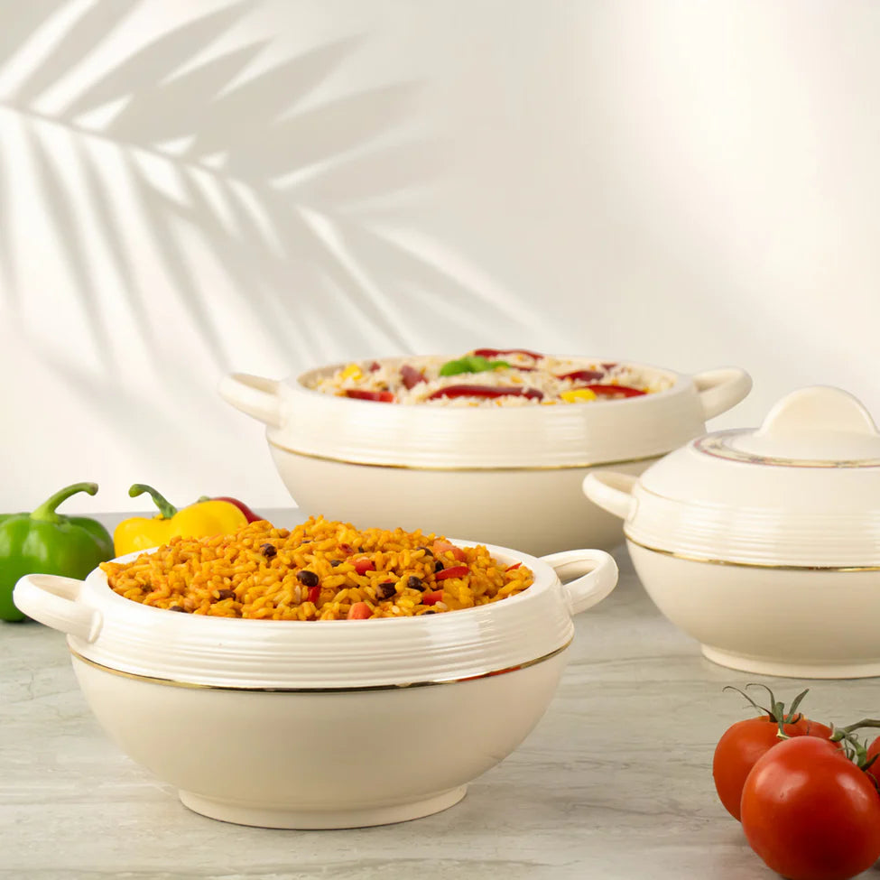 Ambiente 3pc Insulated Hot Pot Set – 1.2L, 1.6L, 2.5L | Stainless Steel Thermal Casserole