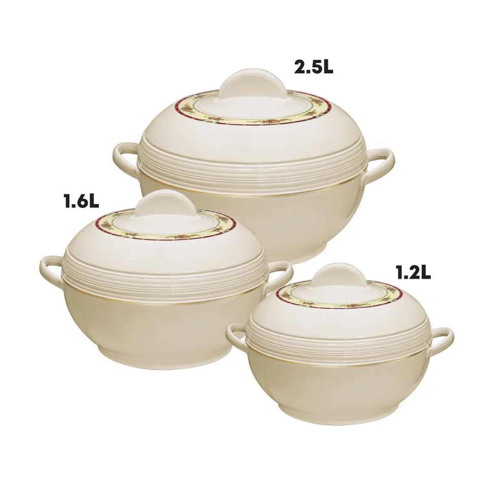 Ambiente 3pc Insulated Hot Pot Set – 1.2L, 1.6L, 2.5L | Stainless Steel Thermal Casserole