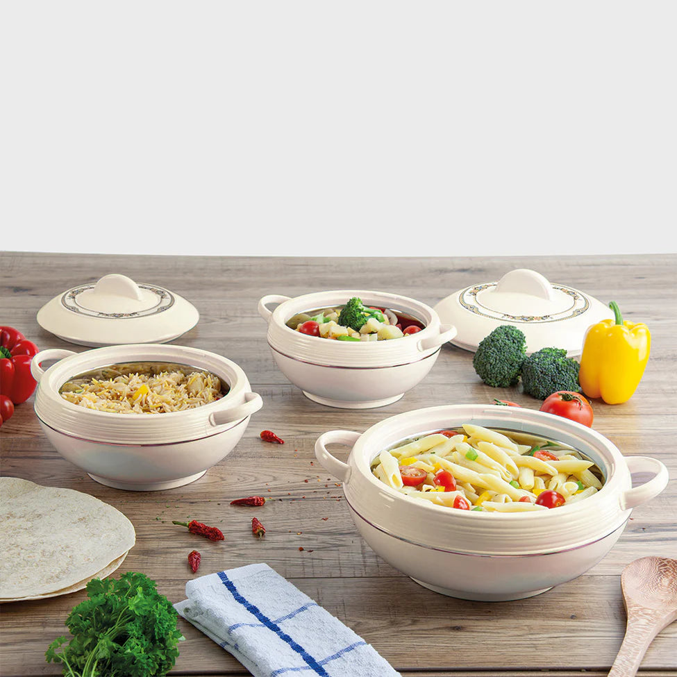 Ambiente 3pc Insulated Hot Pot Set – 1.2L, 1.6L, 2.5L | Stainless Steel Thermal Casserole