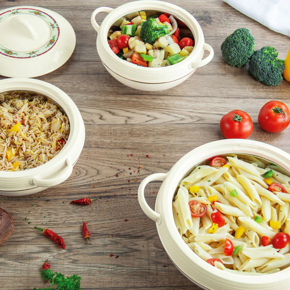 Ambiente 3pc Insulated Hot Pot Set – 1.2L, 1.6L, 2.5L | Stainless Steel Thermal Casserole