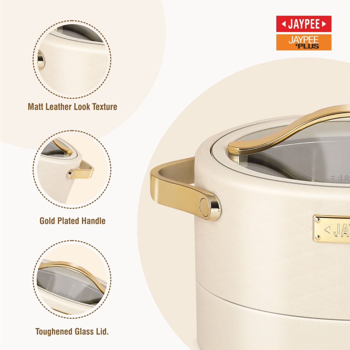 Jaypee Luxura Klass Casserole 3-Piece Set – Premium Insulated Hotpots - Beige