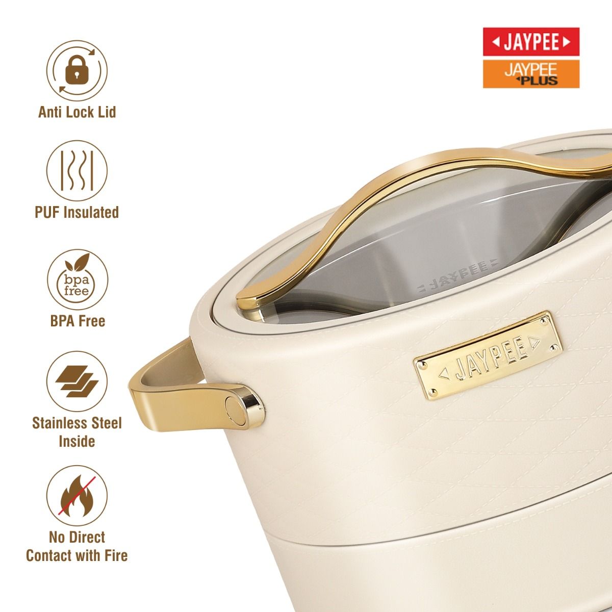 Jaypee Luxura Klass Casserole 3-Piece Set – Premium Insulated Hotpots - Beige