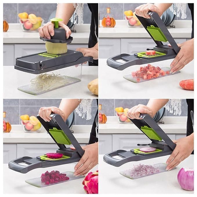 Tri-Star 15 in 1 Vegetable Chopper with Container | Multifunction Food Chopper, Onion Chopper, Vegetable Cutter, Fruit Slicer, Dicer & Grater | Manual Kitchen Food Processor