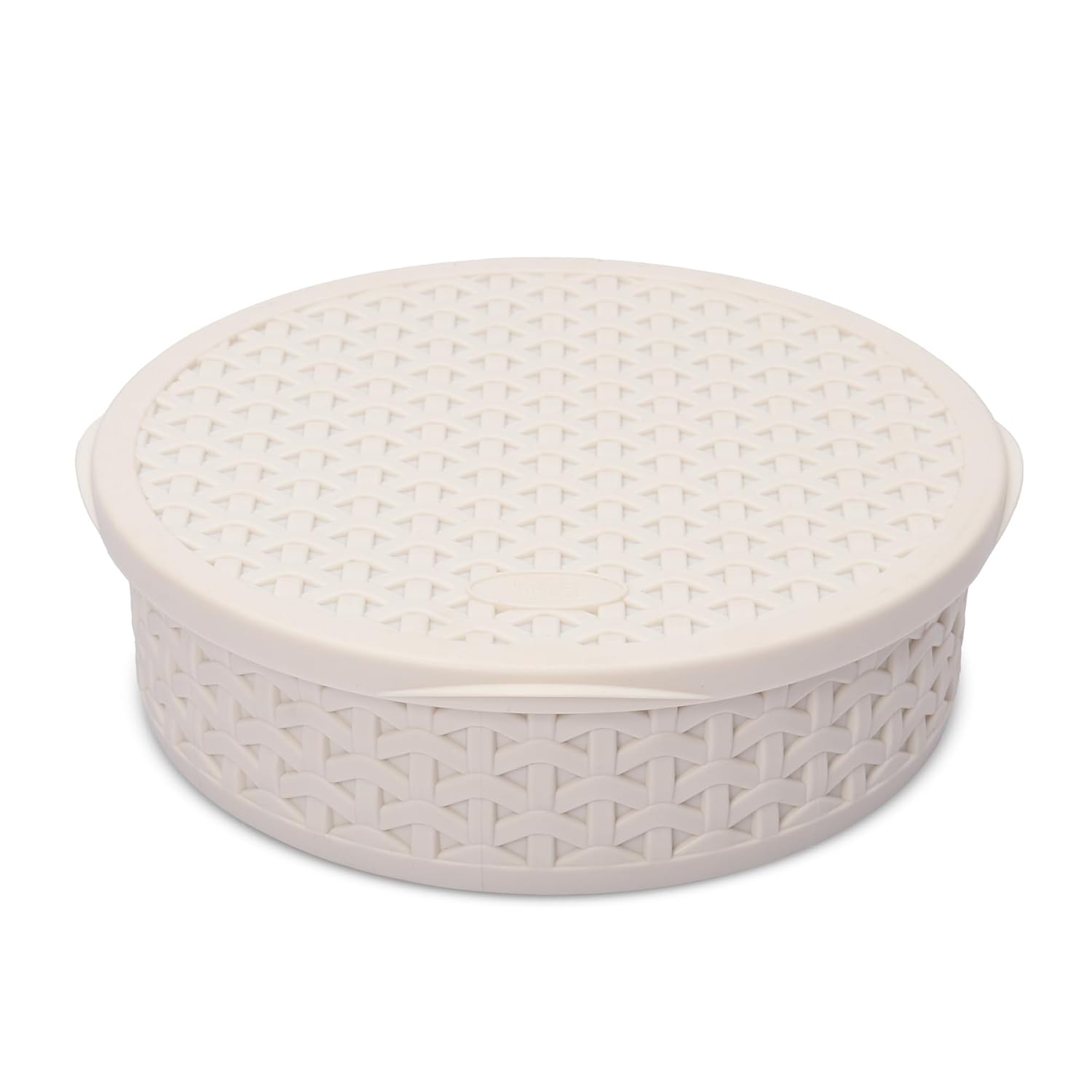 Jaypee 7-Compartment Airtight Masala Dabba Spice Box with Spoon – Knitted Design (Ivory, 1.2L)