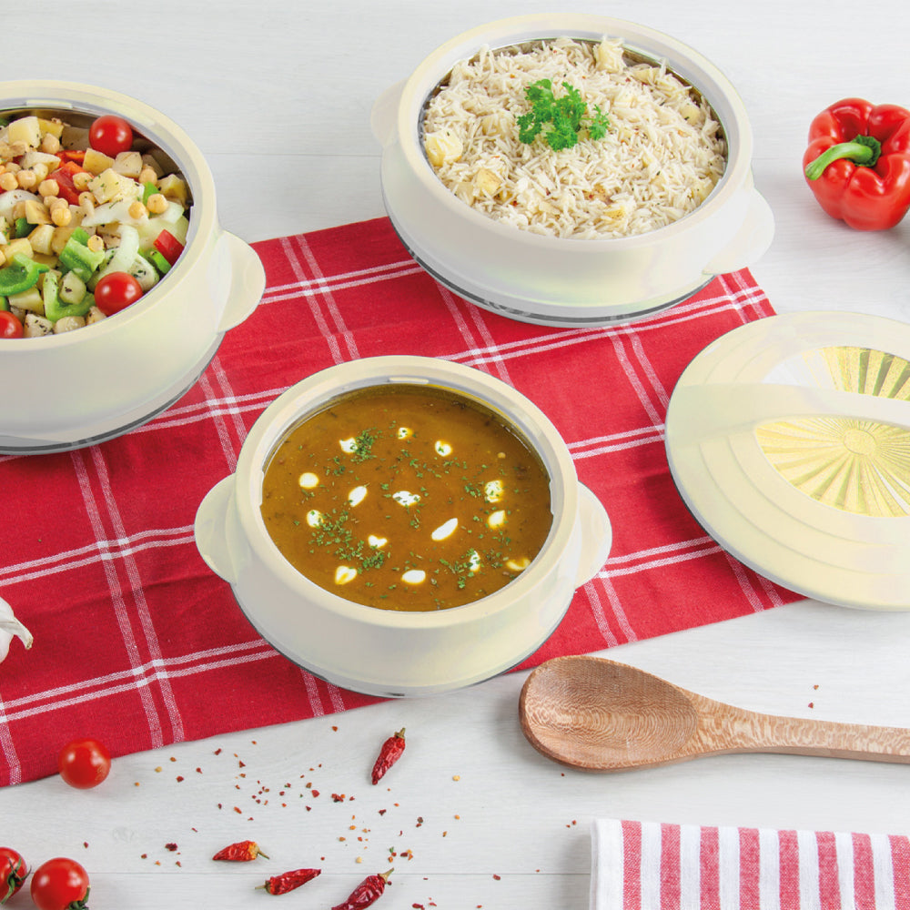 Olympic Insulated Hot Pot Set – 4pc Cream Super (0.8L, 1.2L, 1.6L, 2.5L)