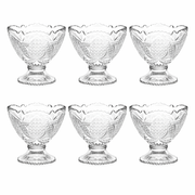 Vintage Cut Glass Dessert Bowls Set of 6 – Footed Ice Cream & Pudding Cups (185ml)