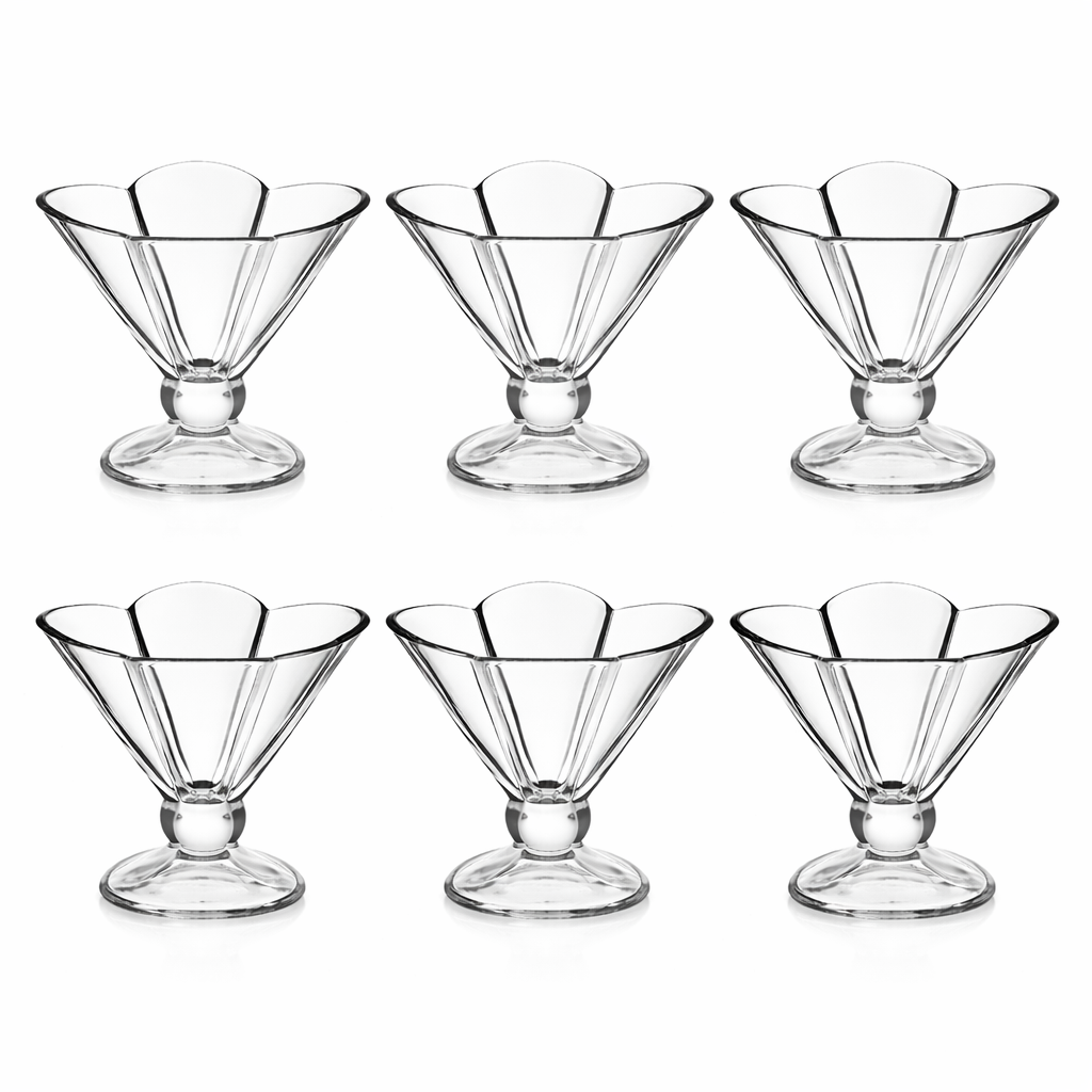 Flared Glass Dessert Cups Set of 6 – Ice Cream, Sundae & Pudding Glasses (190ml)