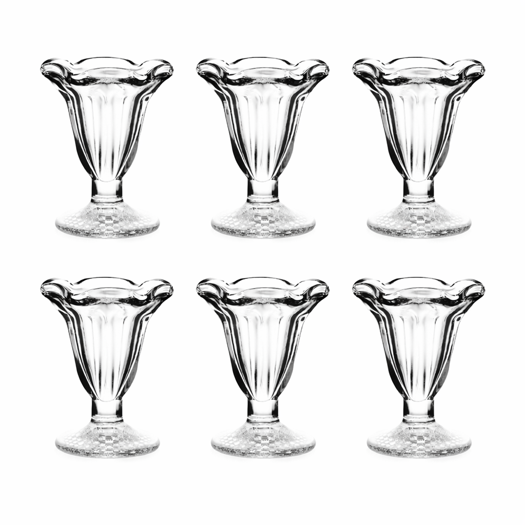 Set of 6 clear glass dessert cups for ice cream and sundaes