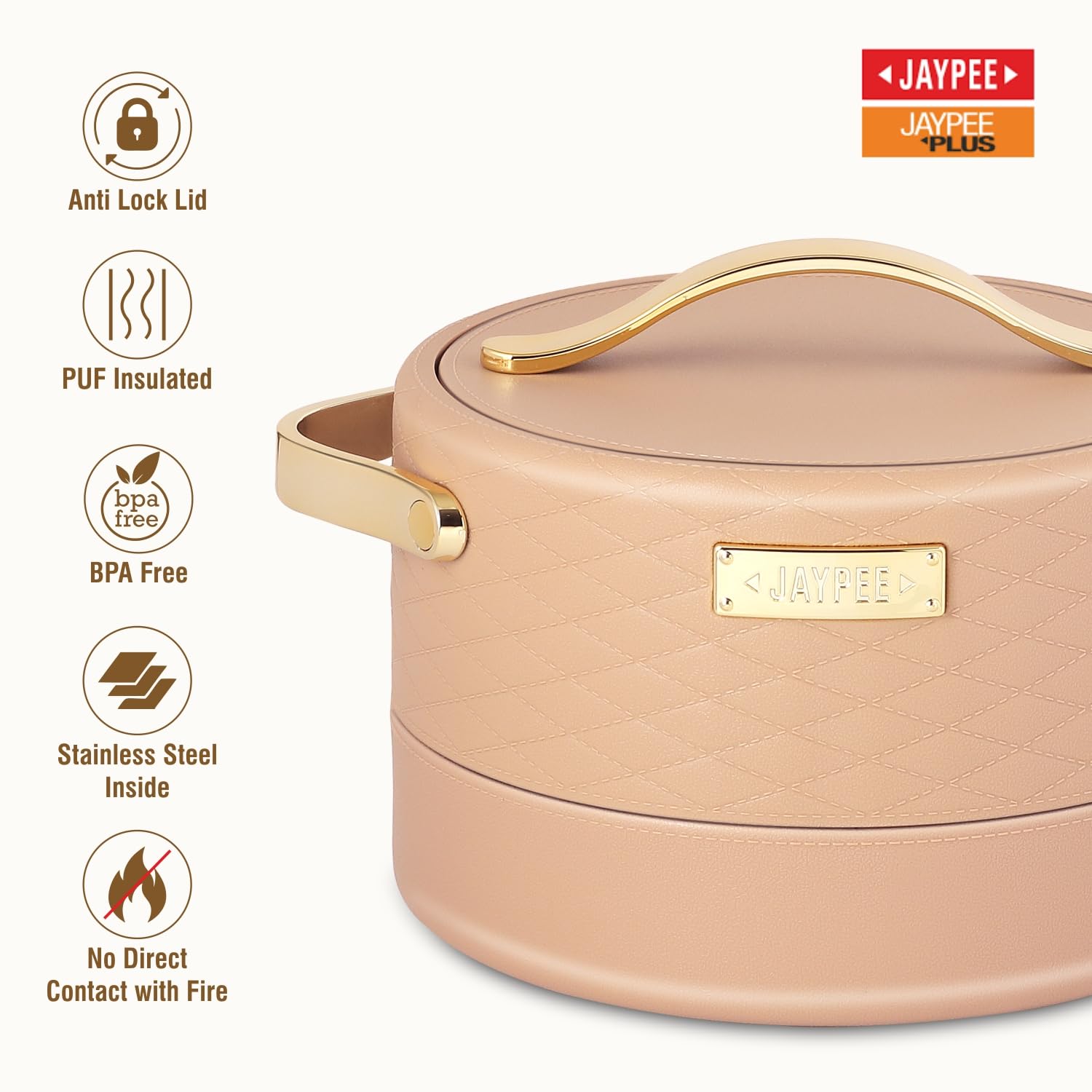 Jaypee Luxura Insulated Stainless Steel Casserole Set of 3 Brown (1500, 2000, 2500 ml)