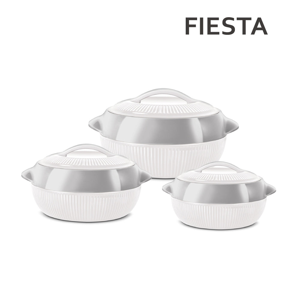 Fiesta Insulated Hot Pot Set – 3pc White (1L, 1.5L, 2.5L)