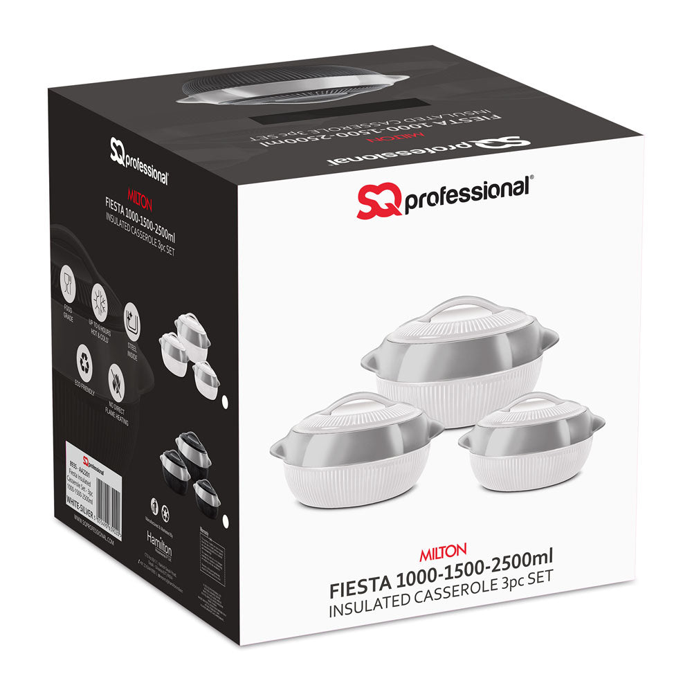 Fiesta Insulated Hot Pot Set – 3pc White (1L, 1.5L, 2.5L)