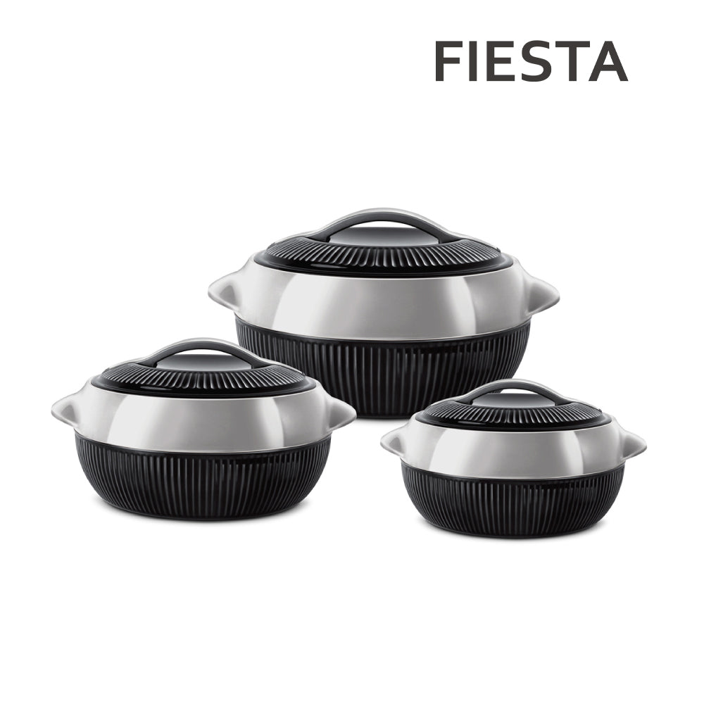 Fiesta Insulated Hot Pot Set – 3pc Black (1L, 1.5L, 2.5L)