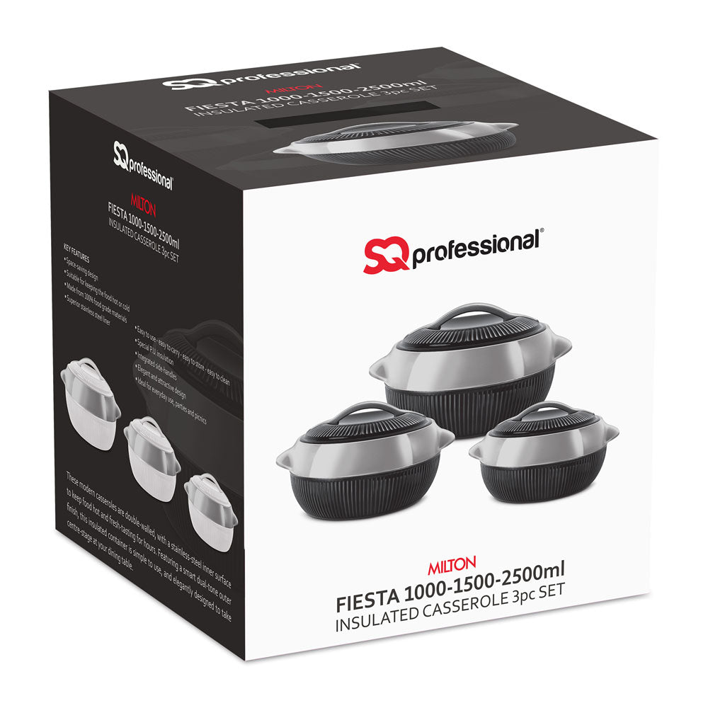 Fiesta Insulated Hot Pot Set – 3pc Black (1L, 1.5L, 2.5L)