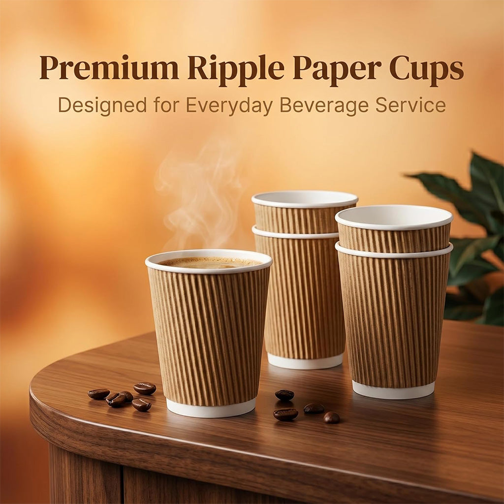 8oz Disposable Paper Coffee Cups 500 Pack – Brown Single Wall Hot Drink Cups for Tea, Coffee & Takeaway – Recyclable Paper Cups for Cafés, Offices, Catering & Commercial Use